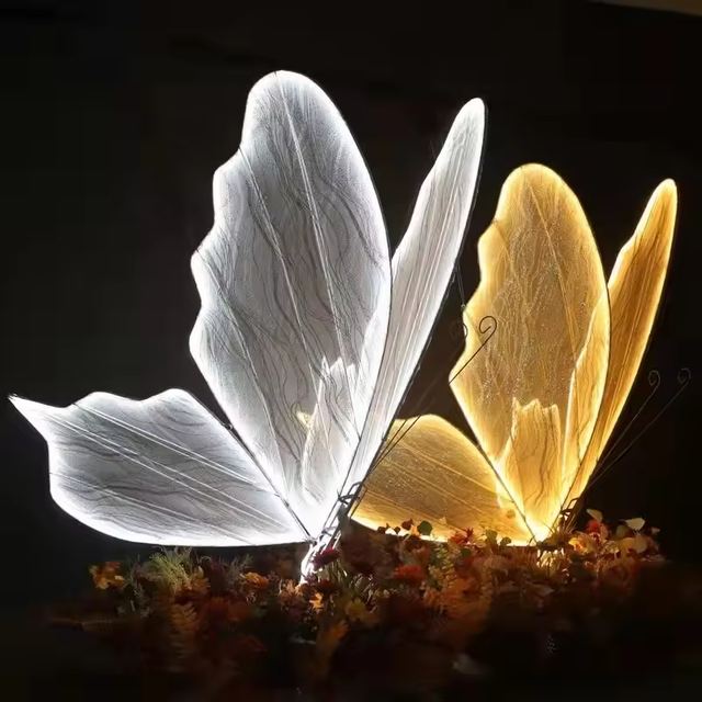 Wedding Props Road Lead Electric Luminous Butterfly Wings White Road Guide Party Events Decor Led butterfly wings
