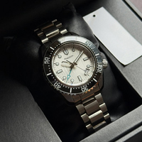Herren Automatische Mechanische Taucheruhr mit Drehbarem Lünette, Cremefarbenem Sunburst-Zifferblatt, Saphirglas, Chronograph, Edelstahl