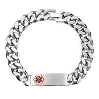 Bracelet chaîne cubaine tendance géométrique hip-hop avec breloque ID en acier inoxydable plaqué argent et zircon, bijoux fins unisexes en gros