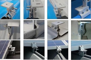 Nhôm mô-đun năng lượng mặt trời gắn hỗ trợ sửa chữa Kệ bảng điều khiển năng lượng mặt trời đường may kẹp <span class=keywords><strong>PV</strong></span> gắn mái đứng đường may kẹp - Product Image 4