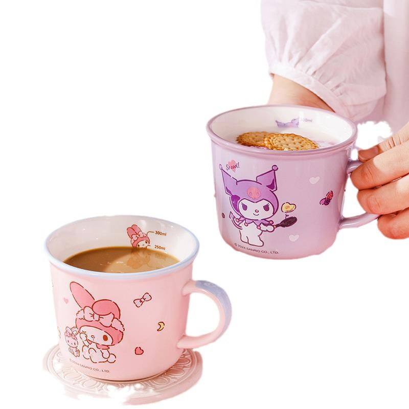 Cartoon Sanrio Kuromi Ceramic Mug Scale Microwave Dishwasher Safe High ...