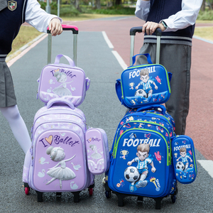 2026 KIDPLACE Student Schoolbag Polyester Zipper Rolling <strong>Backpack</strong> 16inch 5-Piece Set <strong>Lunch</strong> <strong>Bag</strong> Pencil <strong>Bag</strong> Trolley <strong>Bag</strong> with Wheel - Product Image 2