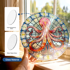 Decoración de Pulpo en Vidrio Coloreado para Ventana, Atrapasueños Náutico con Temática Oceánica para Sala de Estar, Baño - Product Image 4