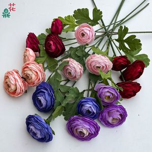 Flores de Rosa Artificiales de Seda, Multicapa, Realistas, para Decoración de Bodas y Hogar, de 3 y 6 Cabezas, para Eventos de Hotel - Product Image 3