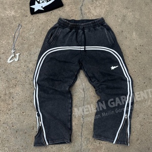 Pantalones Deportivos Acampanados Vintage con Lavado Ácido para Hombre, Estilo Urbano Casual con Rayas, Fabricantes Personalizados - Product Image 3