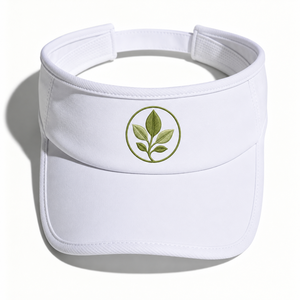 White Unisex Sports Visor With Green Leaf Embroidery Adjustable <b>Band</b> For Golf Spring Summer Casual Wear - Product Image 1