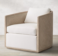 Fauteuil de salon moderne de style américain Rhoohill, fauteuil de détente en chêne blanc, structure en bois massif