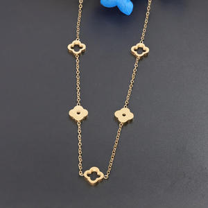 Popular 18K Gold Plated Stainless Steel Jewelry Set Hollow Clover Pattern Hot Trend Women s Necklace <strong>Bracelet</strong> Earrings <strong>Combo</strong> - Product Image 6