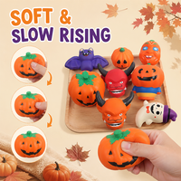Ensemble de Squishies Halloween à Remontée Lente, Jouet Anti-Stress en Mousse PU Souple Citrouille et Chauve-Souris
