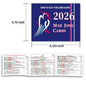 Cartes de Mahjong transfrontalières 2026 US – Cartes de notation et de règles en plastique imperméable pour 4 joueurs - Product Image 2