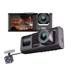 Coche Dvr Dashcam tres lentes 3 canales Cámara visión trasera Fhd 1080P 2 pulgadas Auto Video Recorder