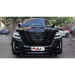 For Nissan Patrol Y62 2016-2019 body kit include front rear bumper assembly with grille eyebrows fog lamps small hood