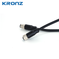 Connecteurs circulaires blindés KRONZ M12 mâle vers femelle 4 broches, codage D, AWG22, paires torsadées, câble PVC, broches 1 et 3 (données) et broches 2 et 4 (alimentation)