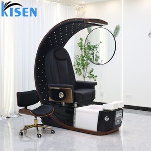 KISEN Wholesale Luxury Professional Throne High <b>Back</b> Foot Spa Massage Manicure Pedicure Chairs for Nail Salon With LED Base - Product Image 1