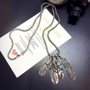 Combinazione stella corea e collana maschio luppolo acciaio al titanio Vintage foglia lunga catena catena Hipster accessori pendenti femminili - Product Image 3