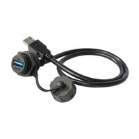 Cable de Extensión USB 3.0 M20 IP67 para Montaje en Panel con Conector Hembra y Conector Macho USB para Equipos Industriales