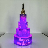 Présentoir LED 4 étages pour gâteaux et bouteilles de vin – Idéal pour les anniversaires, mariages, bars et soirées – Glorificateur de bouteilles – Offre Spéciale