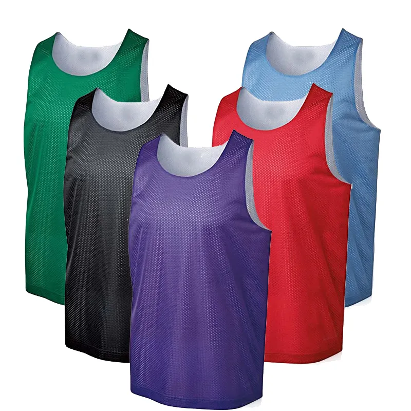 Camisetas de baloncesto clásicas para hombre, camisetas sin mangas reversibles con absorción de humedad, venta al por mayor