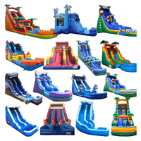 Toboggan aquatique gonflable commercial, plusieurs styles, château gonflable avec toboggan aquatique et piscine à jets, jeux aquatiques extérieurs pour parc