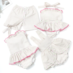 Puresun – Vêtements d'été pour enfants, directement <span class=keywords><strong>de</strong></span> l'usine : <span class=keywords><strong>Maillot</strong></span> <span class=keywords><strong>de</strong></span> <span class=keywords><strong>bain</strong></span> une pièce personnalisé en seersucker pour filles avec volants, séchage rapide - Product Image 2