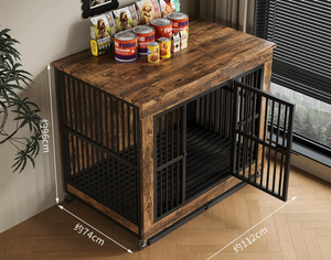 Jaula <span class=keywords><strong>para</strong></span> <span class=keywords><strong>Perros</strong></span> PetFit de Madera Maciza Resistente y Metal, Mueble Transpirable y Cálido con Bandeja de Plástico Ecológica y Cierre de Botón <span class=keywords><strong>para</strong></span> <span class=keywords><strong>Perros</strong></span> Pequeños/Medianos - Product Image 3