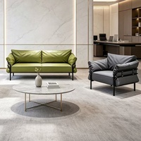 Ensemble de canapés de bureau en cuir PU avec structure métallique de style moderne, nouveau design, pour bureau commercial, détente au bureau, salon, hôtel