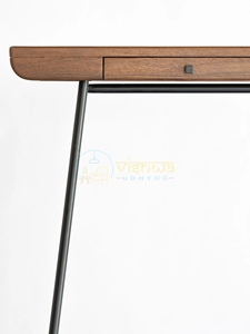 Hallden Walnut <b>Console</b> <b>Table</b> with Drawer <b>Slim</b> Metal Legs Wooden Storage Compartment Modern Sofa <b>Table</b> Elegant Home Furniture - Product Image 3