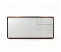Modernes Sideboard mit Abgerundeten Kanten, 2 Türen & 3 Schubladen, Anpassbare Esszimmer-Aufbewahrungsmöbel