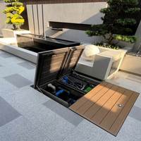 Plancher de terrasse en aluminium à ressort à gaz extérieur, trappe d'accès encastrée, revêtement composite en aluminium pour filtre de bassin