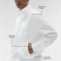 Veste de sport légère et imperméable pour homme avec logo personnalisé, 100 % nylon, poches avant, demi-zip, idéale pour la course à pied et les activités de plein air