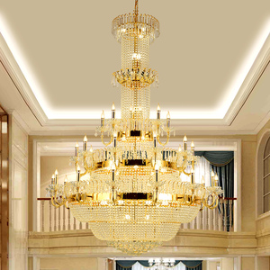 Grand lustre décoratif de luxe de <span class=keywords><strong>Foyer</strong></span> de Loft de villa en cristal d'intérieur de nouvelle LED d'or - Product Image 4
