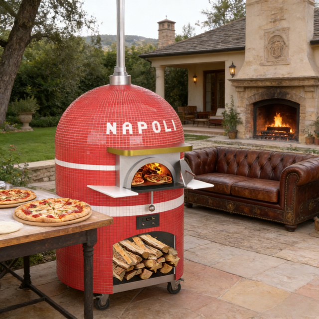 Wood Fired Pizza Oven Outdoor Stainless Steel Wood Burning Pizza Oven for Garden Patio and Outdoor Kitchen Use