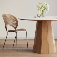 Table à manger moderne nordique, plateau en pierre frittée blanche, base en bois massif, écologique, table de cuisine 4 places, table à manger pour la maison