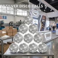 Lot de 10 ballons disco en aluminium métallisé 4D de 22 pouces pour fêtes disco, anniversaires, carnavals (argent)