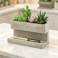 Pot à succulentes en béton double couche, porte-stylo 2 en 1, organisateur de bureau, décoration de bureau, logo personnalisé, couleur personnalisée