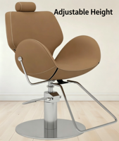 Fauteuil de Barbier Ergonomique Moderne Camel avec Appui-tête, Chaise de Salon Hydraulique à Vendre