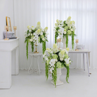 Nouvelles roses artificielles pour mariage, hôtel, banquet, décorations de table, boule de fleurs en soie, arrangement floral de centre de table avec hortensias verts