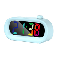 Réveil électronique intelligent de table pour enfants, avec affichage numérique LED coloré, miroir multifonctionnel et affichage de la température, grand format