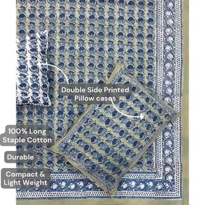 Juego de Sábanas King Size de Lujo Ecológicas, Estampadas a Mano, 100% Algodón Orgánico, 200 Hilos, para Todas las Temporadas, Estilo Vintage y Elegante - Product Image 4