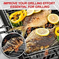 Panier de barbecue pliable en acier inoxydable, grande grille de cuisson en maille avec poignée résistante à la chaleur pour viande, légumes, fruits de mer