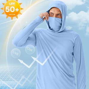 Chemise de protection solaire respirante en soie glacée <span class=keywords><strong>anti</strong></span>-<span class=keywords><strong>UV</strong></span> pour sports de plein air et pêche, vêtement de protection solaire à capuche pour <span class=keywords><strong>homme</strong></span> - Product Image 1