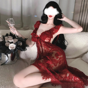 Guifei - Conjunto de Lencería Sexy de Encaje para Mujer, Talla Grande, Camisón sin Mangas de Poliéster Suave para Dormir - Product Image 2