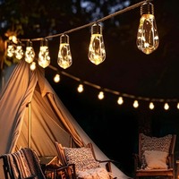 Guirlandes solaires TSINYE pour l'extérieur avec 8 modes, 5 m, étanches, télécommande USB, lumière blanc chaud pour le camping