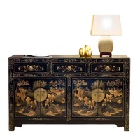 Armoire de salon traditionnelle antique avec panneaux décoratifs, coffre rectangulaire à 3 tiroirs, en bois, meubles écologiques pour la maison