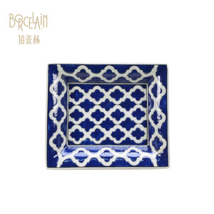 Couverture de boîte de mouchoirs en céramique fantaisie Design en porcelaine bleue et blanche Style traditionnel décoratif pour la maison - Product Image 2