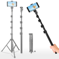 Trépied pour téléphone portable et perche à selfie extensible de 61 pouces avec télécommande sans fil et support pour téléphone compatible