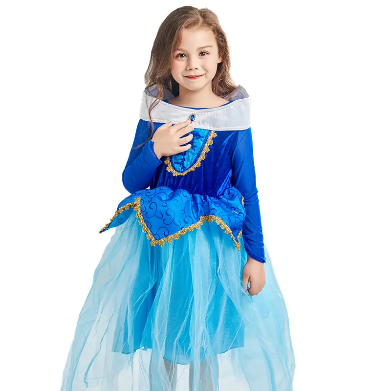 Manufacturers Wholesale Frozen Aiello Princess Dress Halloween Dress Sleeping Beauty Performance Gowns Children's Dresses