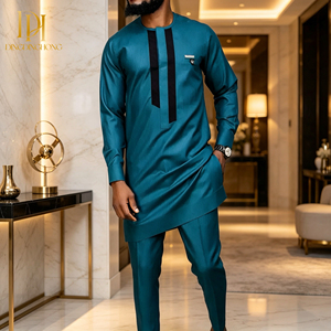Articles vendus en gros : Ensemble décontracté 2 pièces pour <span class=keywords><strong>homme</strong></span>, style ethnique africain, <span class=keywords><strong>chemise</strong></span> à manches longues et pantalon, idéal pour l'été – Vêtements élégants - Product Image 1