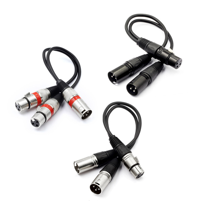 Y Type XLR Balanced Cable 3 Pin XLR 2 Male to 1 Female Microphone Extension Cable for Audio Mixer Amplifiers 0.3M 1FT