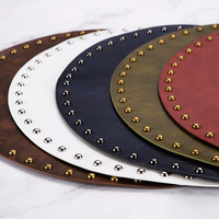 Napperons de Thanksgiving en cuir Napperon rond à rivets Tapis de table à manger moderne lavable en cuir Napperons de table